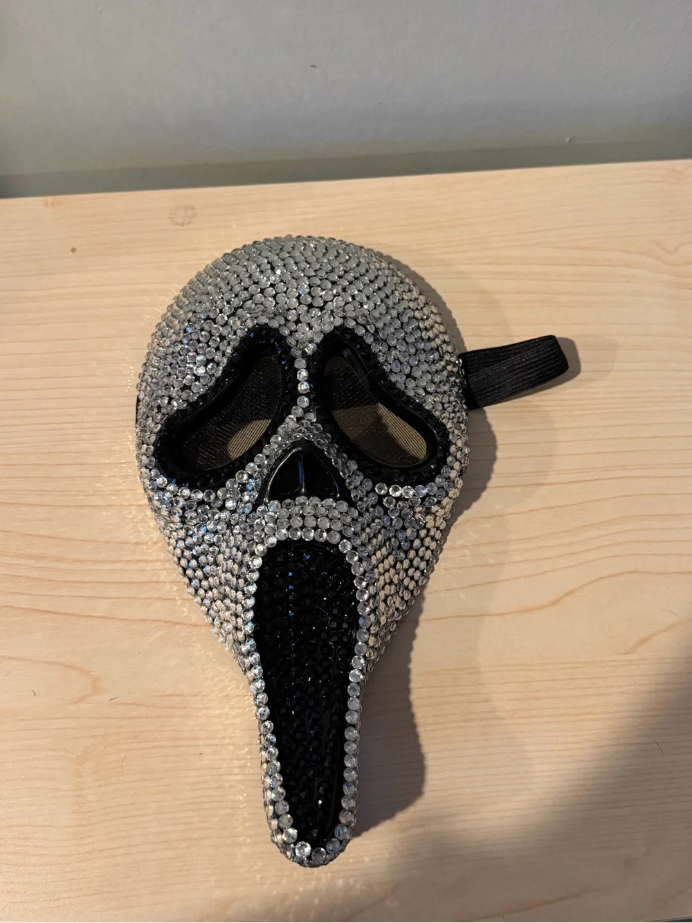 Rhinestone ghostface  Mask - Silver and Black